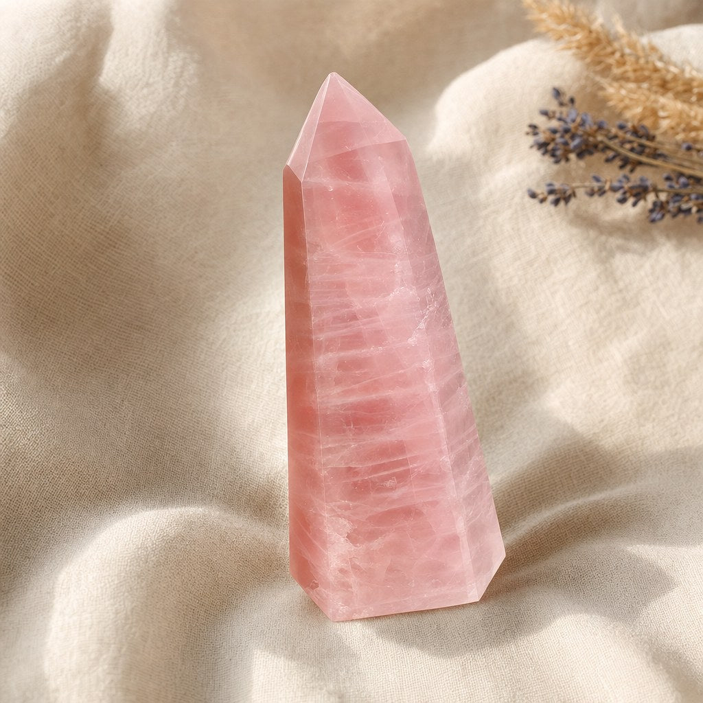 Pointe de Quartz Rose Naturel