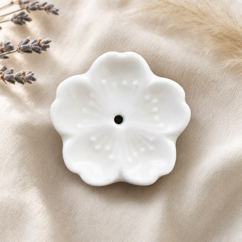 Porte-Encens Fleur de Cerisier en Céramique