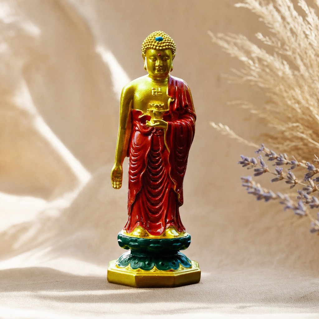 Statue Bouddha Amitabha Debout en Résine 13 cm