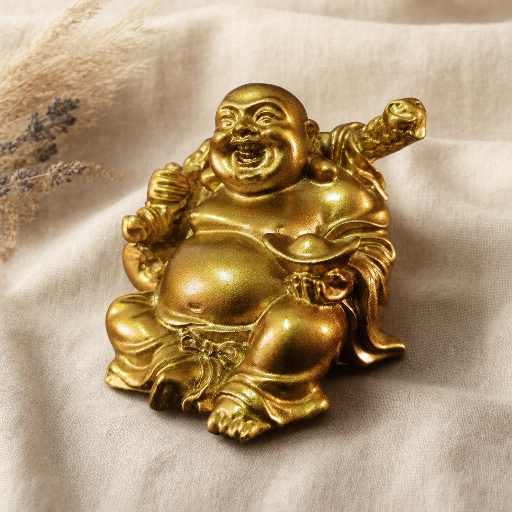 Statue Bouddha Rieur Doré