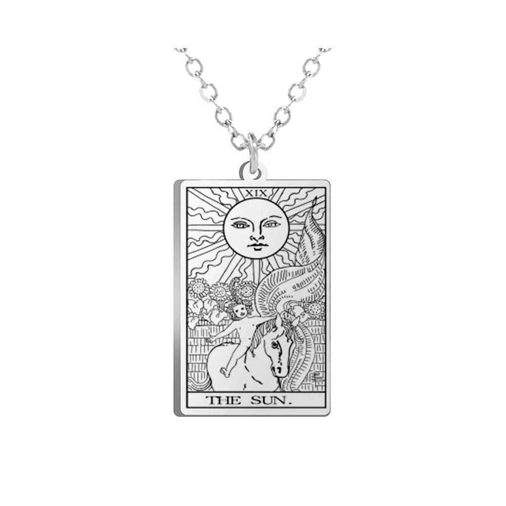 Collier Carte de Tarot en Acier Inoxydable
