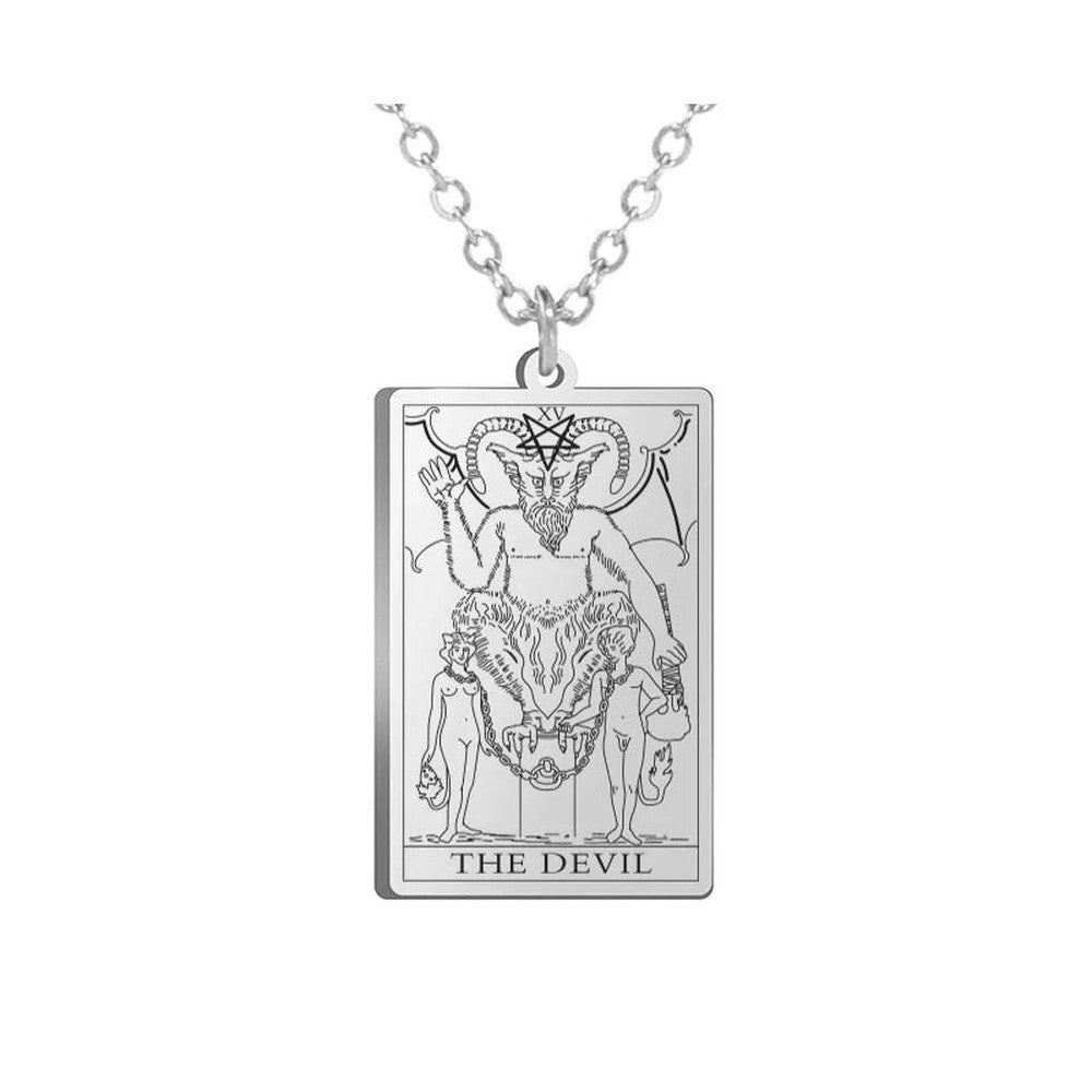 Collier Carte de Tarot en Acier Inoxydable