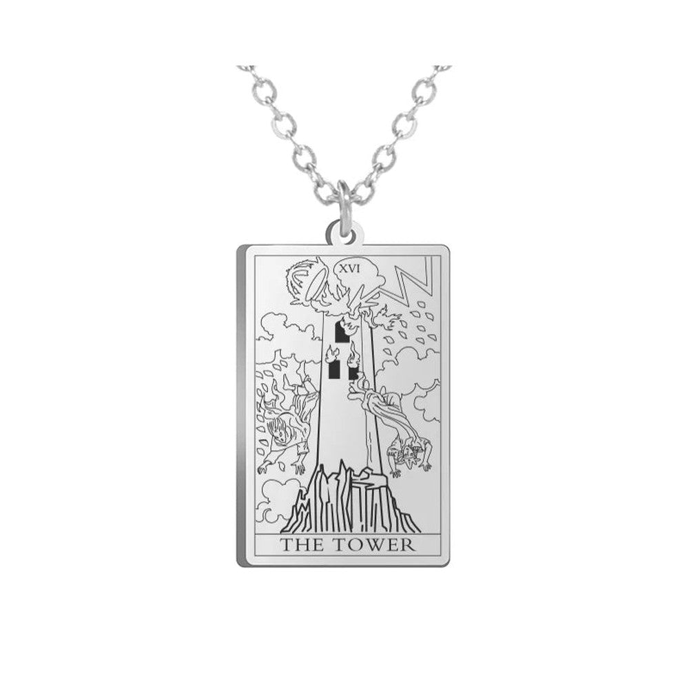 Collier Carte de Tarot en Acier Inoxydable