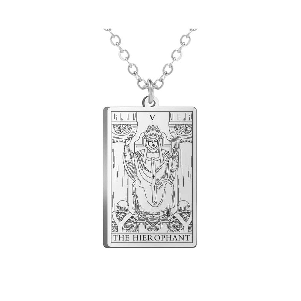 Collier Carte de Tarot en Acier Inoxydable