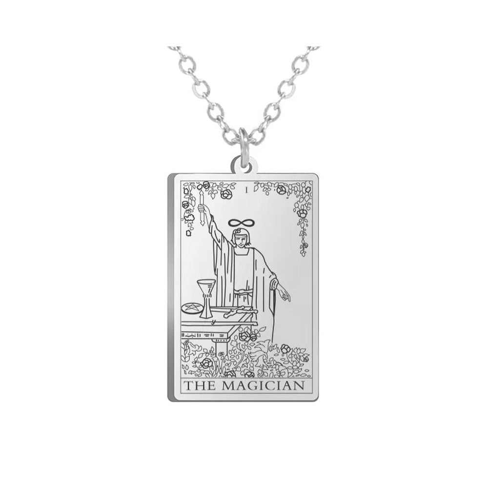 Collier Carte de Tarot en Acier Inoxydable