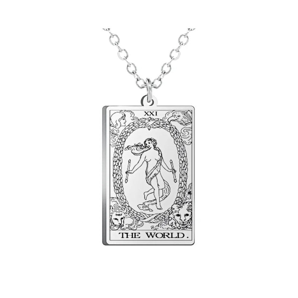 Collier Carte de Tarot en Acier Inoxydable
