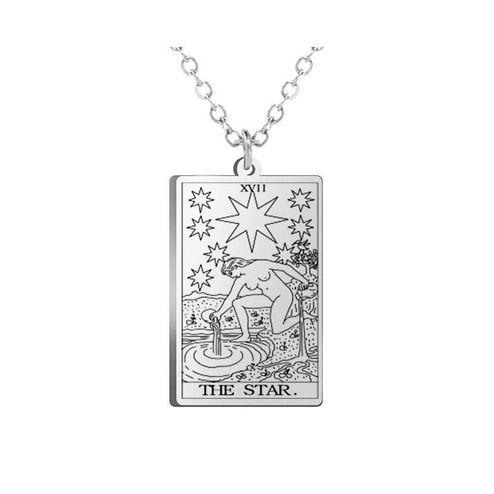 Collier Carte de Tarot en Acier Inoxydable